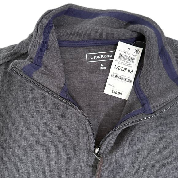 Club Room French Rib Quarter Zip Sweater Pullover Dark Lead Mens Sz Medium - $60 - Picture 4 of 10